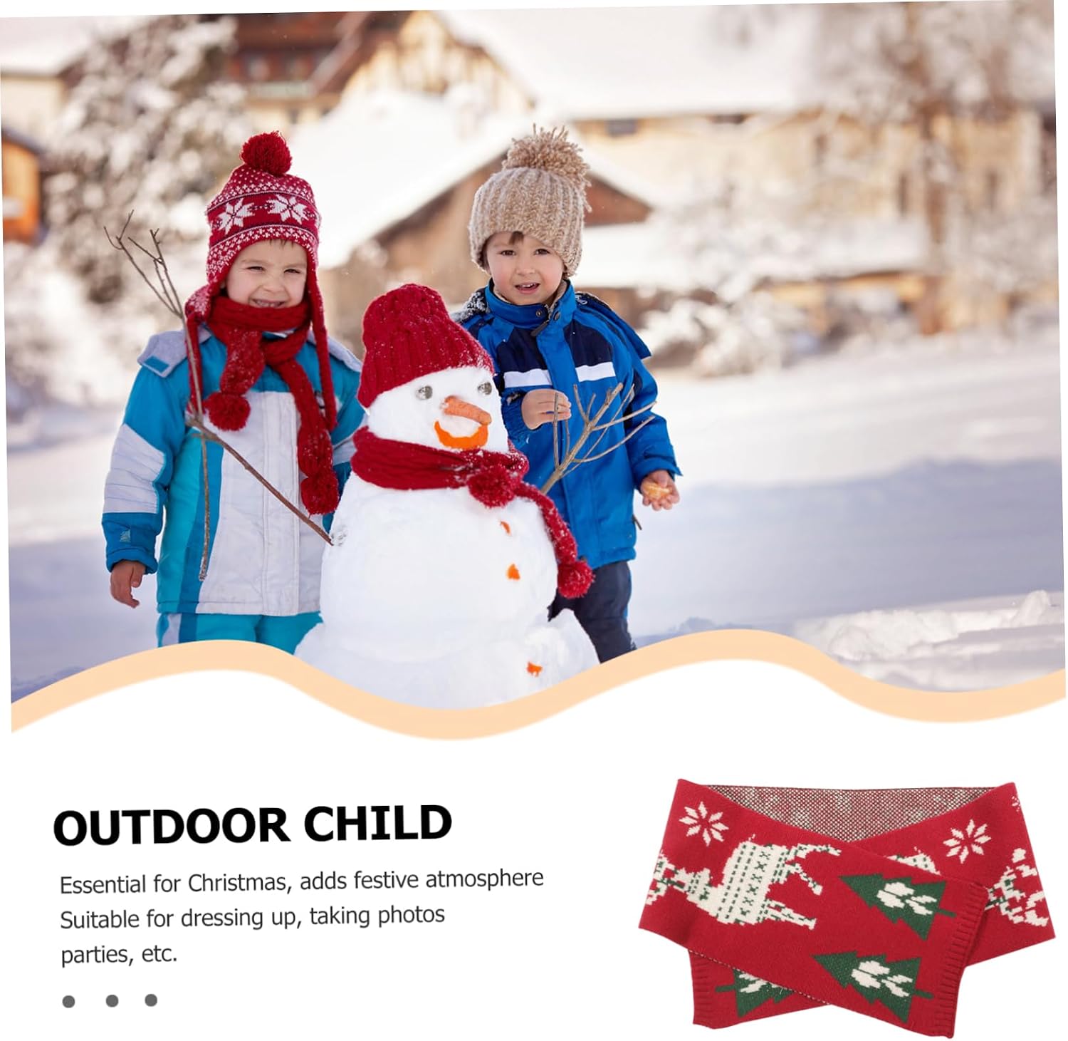 PRETYZOOM Festival Knitted Scarf for Boy Girl Christmas Tree Pattern Soft Warm Accessory for Boys Girls for Cold Weather Wear -friendly Design