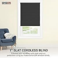 Vista 2 de PowerSellerUSA Persianas sin cordones, privacidad y filtro de luz, listones de 1 pulgada de vinilo, tratamiento de ventana anti-UV, se adapta a Negro