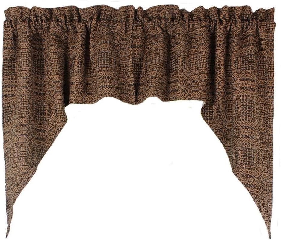 Birmingham Jacquard 72" X 36" (2 Pcs) Window Swag Black, Nutmeg - Jacquard