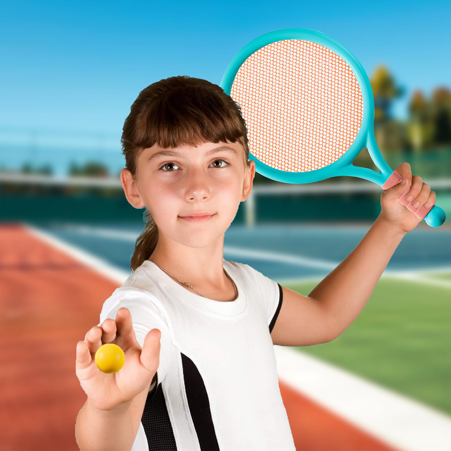 Raqueta de Tenis para Niños Interior y Exterior Azul Rosa
