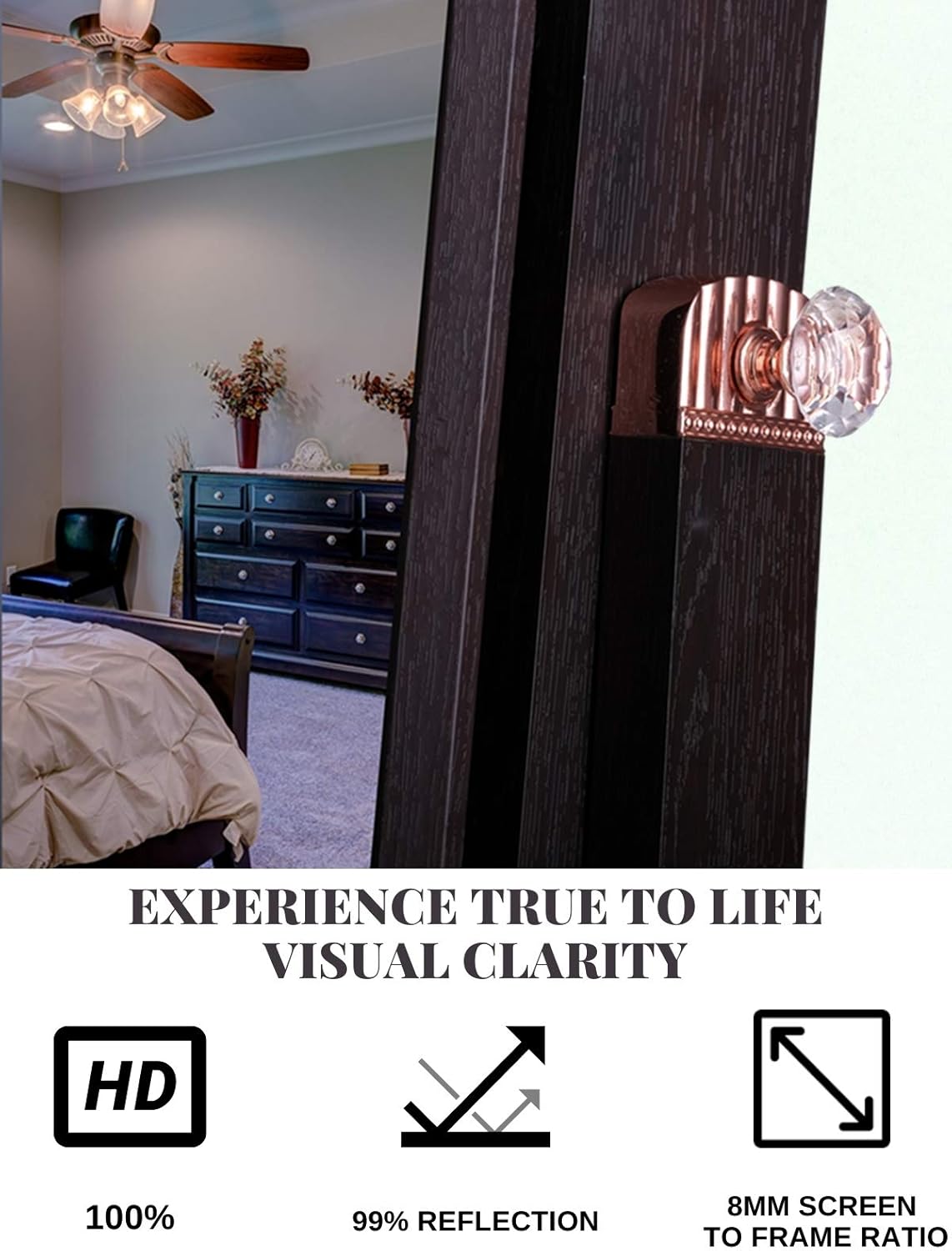 LUXFURNI Jewelry Armoire Standing Full-Length Mirror Makeup Lockable Cabinet , Large Cosmetic Storage Organizer Wall/ Door-Hanging (Brown) : Clothing, Shoes & Jewelry