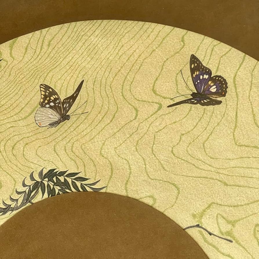 美品】瀧秀水 双蝶 木版画 直筆サイン 浮世絵 伝統 版画