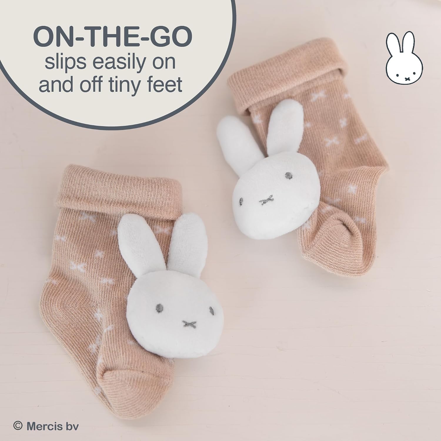 Kids Preferred Miffy Baby Foot Rattle Set - Super Soft Rattles, Neutral Colors, Soft Sensory Elastic Socks, Embroidered Details, Ages 0 to 9 Months image 4