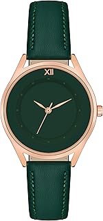 Acnos Roseogld Case Plain Dial Analog Watch for Women with Studded Leather Strap