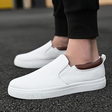 Foot Comfortable Men's Flat-Bottomed Fashionable Shoes Running Men's Sneaker Men Shoes (White, 6.5)
