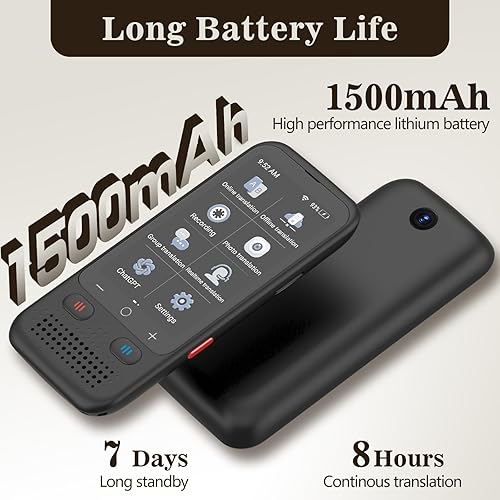 Miniatura 3 de Dispositivo de traducción de idiomas, dispositivo portátil de traducción de 4 vías para traducción de voztextoofflinefoto y chatgpt, traducción de