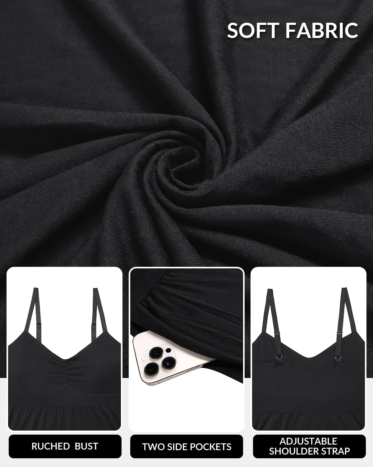 Women's Plus Size Summer Maxi Sun Dress Spaghetti Strap Ruched Bust Long Casual Sundress with Pockets - Image 5