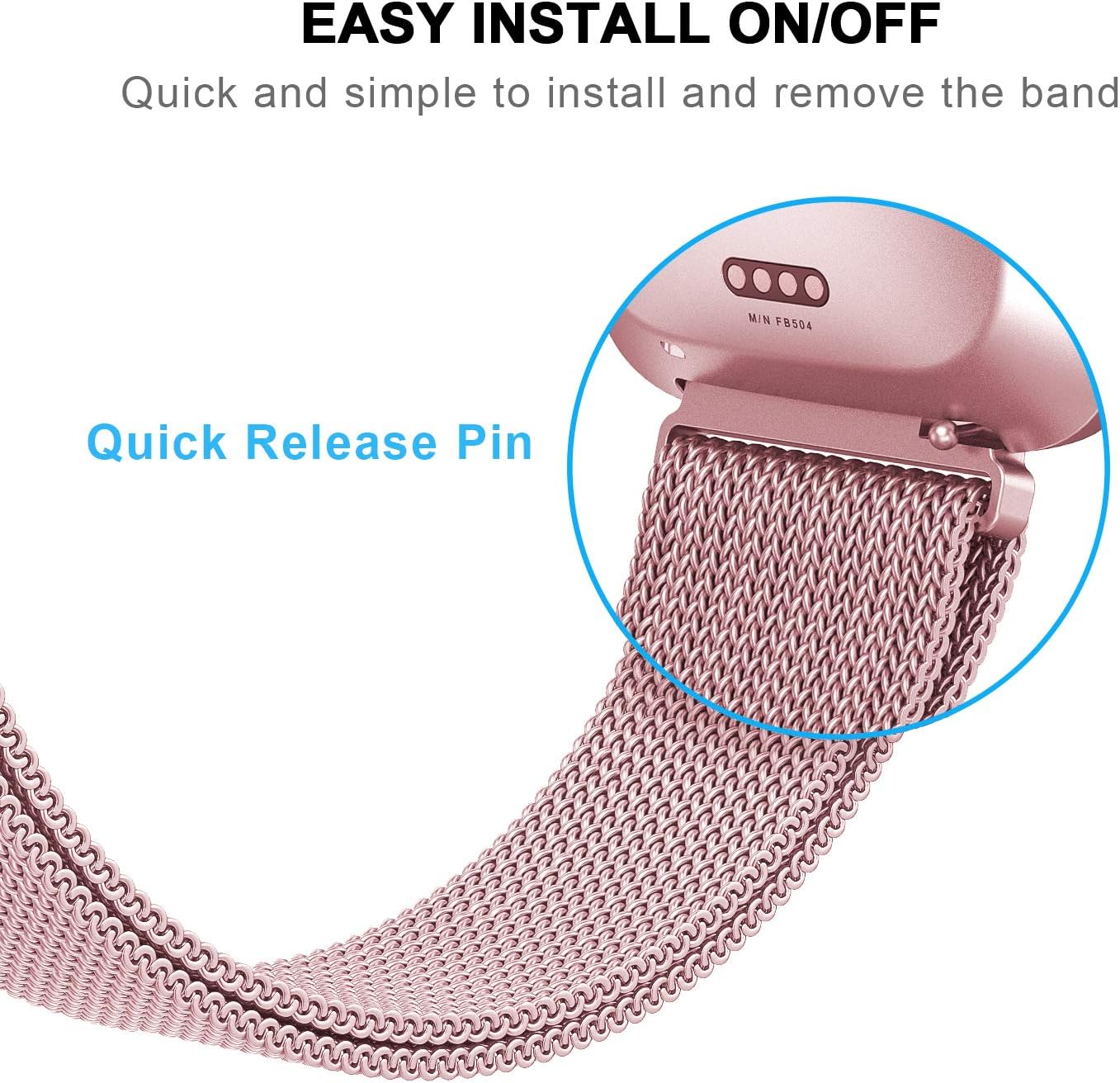 Yutior Metal Bands Compatible with Fitbit Versa 2 / Fitbit Versa Lite & SE/Fitbit Versa Smart Watch, Stainless Steel Metal Replacement Small Large for Women Men, Black, Champagne, Rose Gold, Silver