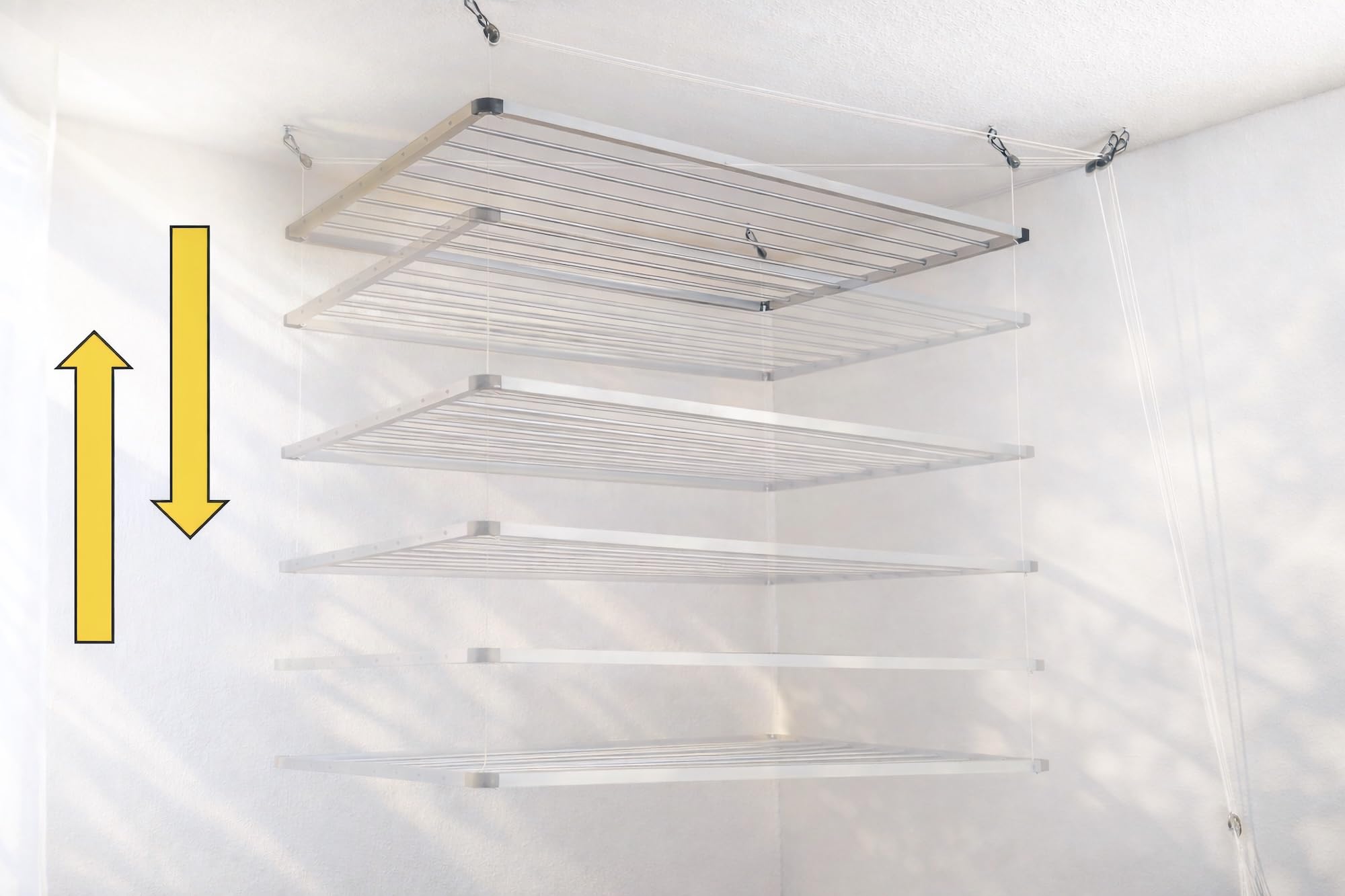 Lift Deckenwäscheständer - Deckentrockner - Wäscheständer für die Decke 120cm für Badewanne, Balkon, innen und Outdoor – platzsparend - einfache Deckenbefestigung
