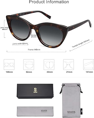 Vista 10 de SOJOS Trendy Polarized Sunglasses for Women,Retro Cat Eye Womens Sun Glasses SJ2221