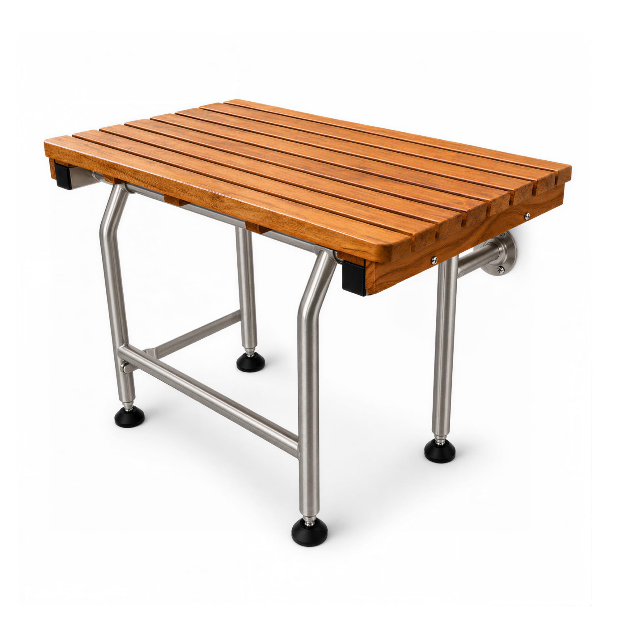 Banc de douche en teck pliable contre le manque d'espace et chutes