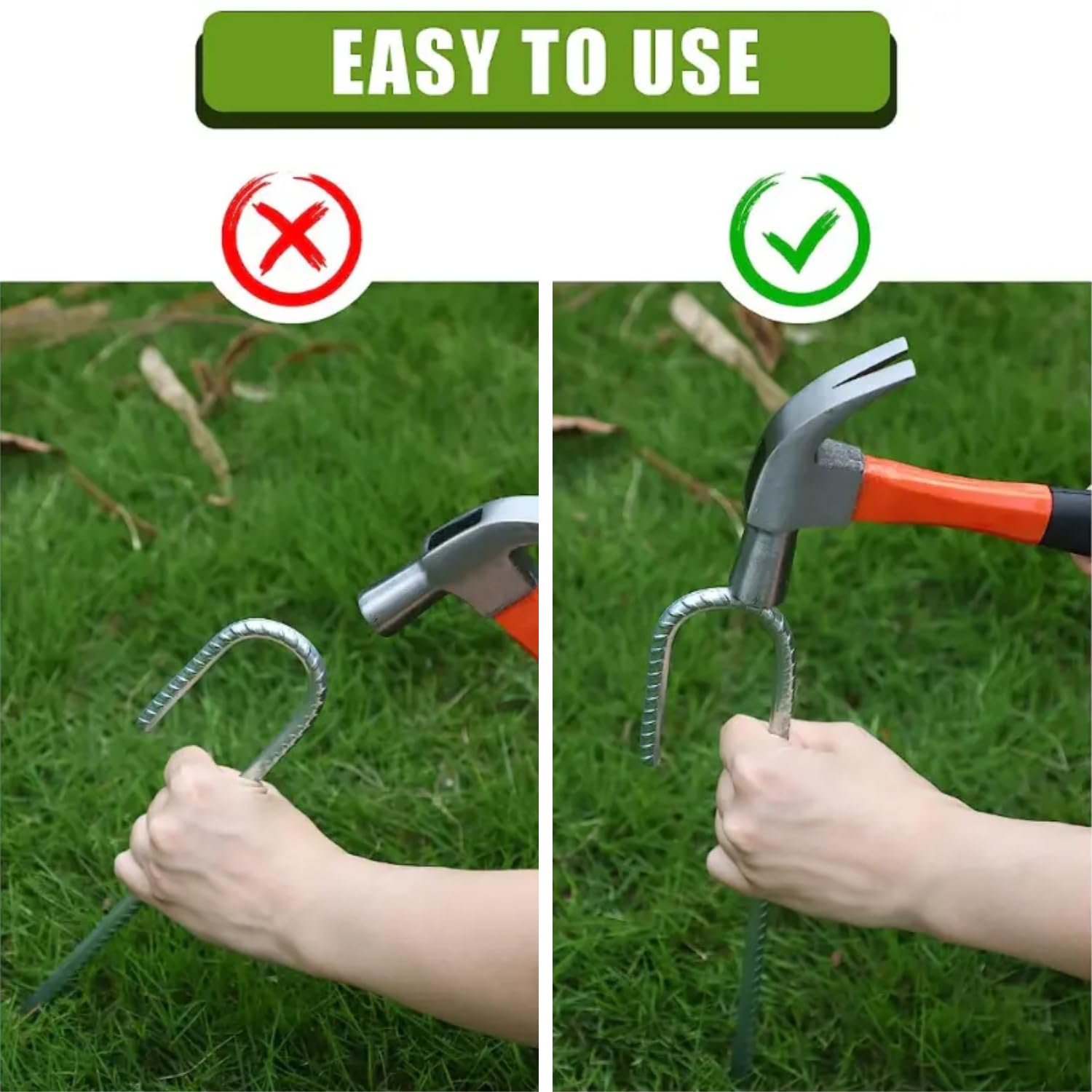 12 Inches Steel Rebar Staples, 0.4 Inches Diameter U Shaped Stakes (16 Pack), Heavy Duty Landscaping Pins for Securing Barrier Fabric, Netting, Fencing, Tents, Silver