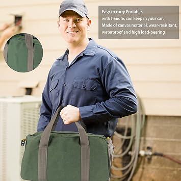 Tool Bags,14-Inch Tool Bag Organiser,36×13×20.5cm Heavy Duty Tool Bags, Wide Open Mouth Tool Storage Bag, Muti-Purpose Small Tool Bag, Plumbing Tools Bag, Electrician Tote Bag, Tools Gift for Men (L)