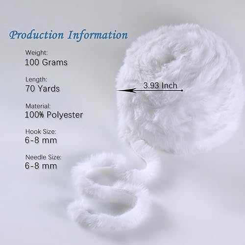 Miniatura 2 de Mary Hatch Hilo de piel sintética suave para ganchillo de 2 madejas, grueso, peludo, esponjoso, para tejer a mano, 70 yardas x 23.53 oz x 2210.0 ft
