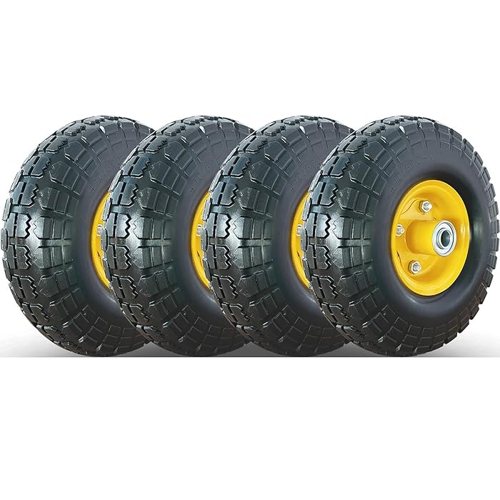 Buy 4.10/3.504 tire and Wheel,10" Flat Free Solid Tire Wheel with 5/8