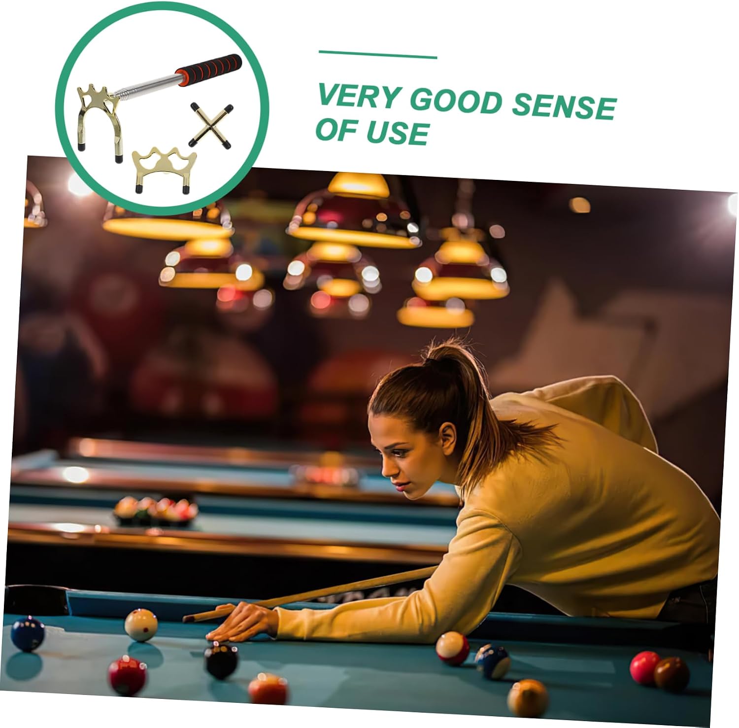 Billiard Cue Bridge Pool Stick Holder with Eva Grip Bridge Heads for Easy Use Pool Tables Durable Metal Billiards Accessory