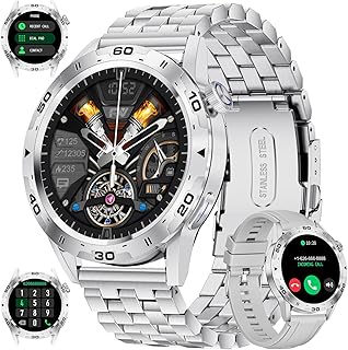 BANGWEI Smart Watch for Men Answer/Make Call, 2023 Newest Bluetooth Smartwatch with SpO2 Heart Rate Sleep Monitor Pedometer,100+ Sports Smartwatch Compatible for Android iOS Phones Silver