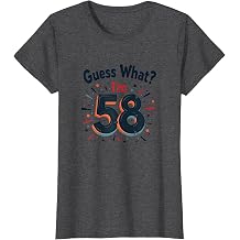 Guess What? I'm 58 - Fun Birthday Gift for 58-Year-Olds T-Shirt, Women, Dark Heather Grey, 3X-Large