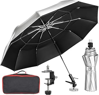 60" Folding HVAC Umbrella with Magnetic Base, Universal Clip Included, Reinforced Fiberglass, Wind-Resistnat, Portable Magnetic Umbrella, For HVAC and Outdoor Activities, 180Adjustable