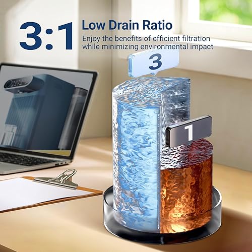 Miniatura 7 de PUREPLUS Sistema de filtración de agua de ósmosis inversa de 5 etapas, no requiere instalación, dispensador instantáneo de agua caliente - 4