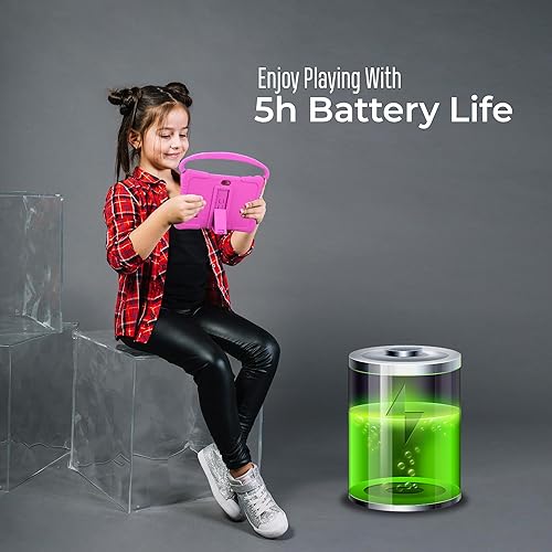 Miniatura 5 de QISTOQI Tableta para niños, tableta Android de 7 pulgadas y 32 GB para niños pequeños con Bluetooth, WiFi, control parental, cámara doble, GMS,