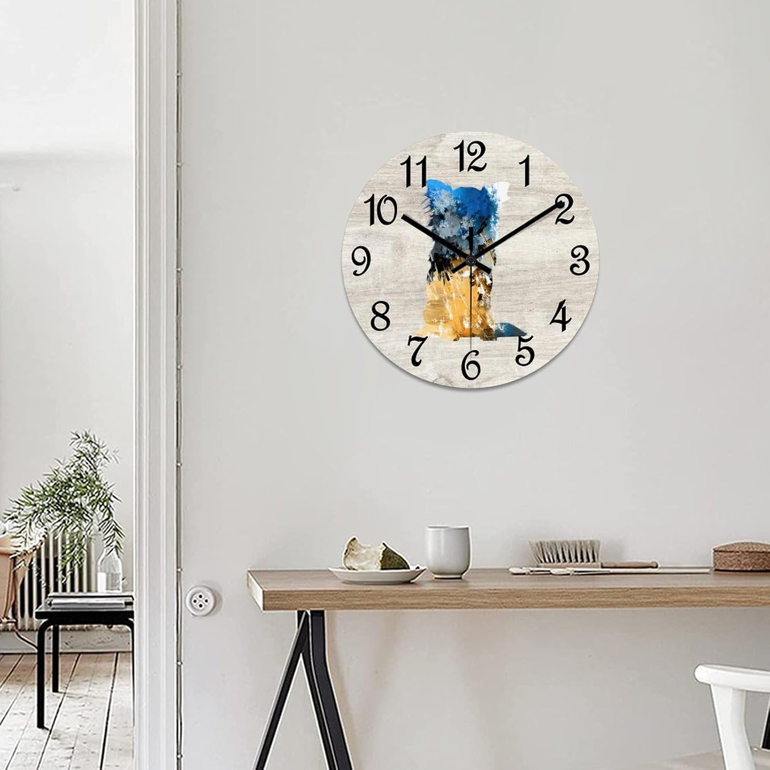 Chihuahua Wall Clock Wood Clock,Dogs Puppies Round Wooden Clock Gifts Novelty Wall Clock for Home Kitchen Living Room Office 15 X 15 Inch