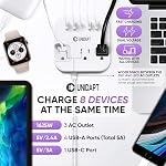 Unidapt European Plug Adapter, Unidapt US to UK Europe Power Strip for EU/UK/US with USB C and 4 USB Ports, 3 AC Outlets, Wall Mountable, 5ft Cord, for Travel Cruise Ship Home (WSS-603)