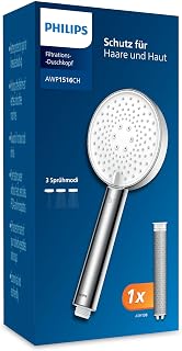 Philips Water Duschkopf mit Filter, entfernt effektiv Chlor und andere große Partikel, drei Sprühmodi, druckverstärkendes Design, 1 Monat Filterkapazität, chrom