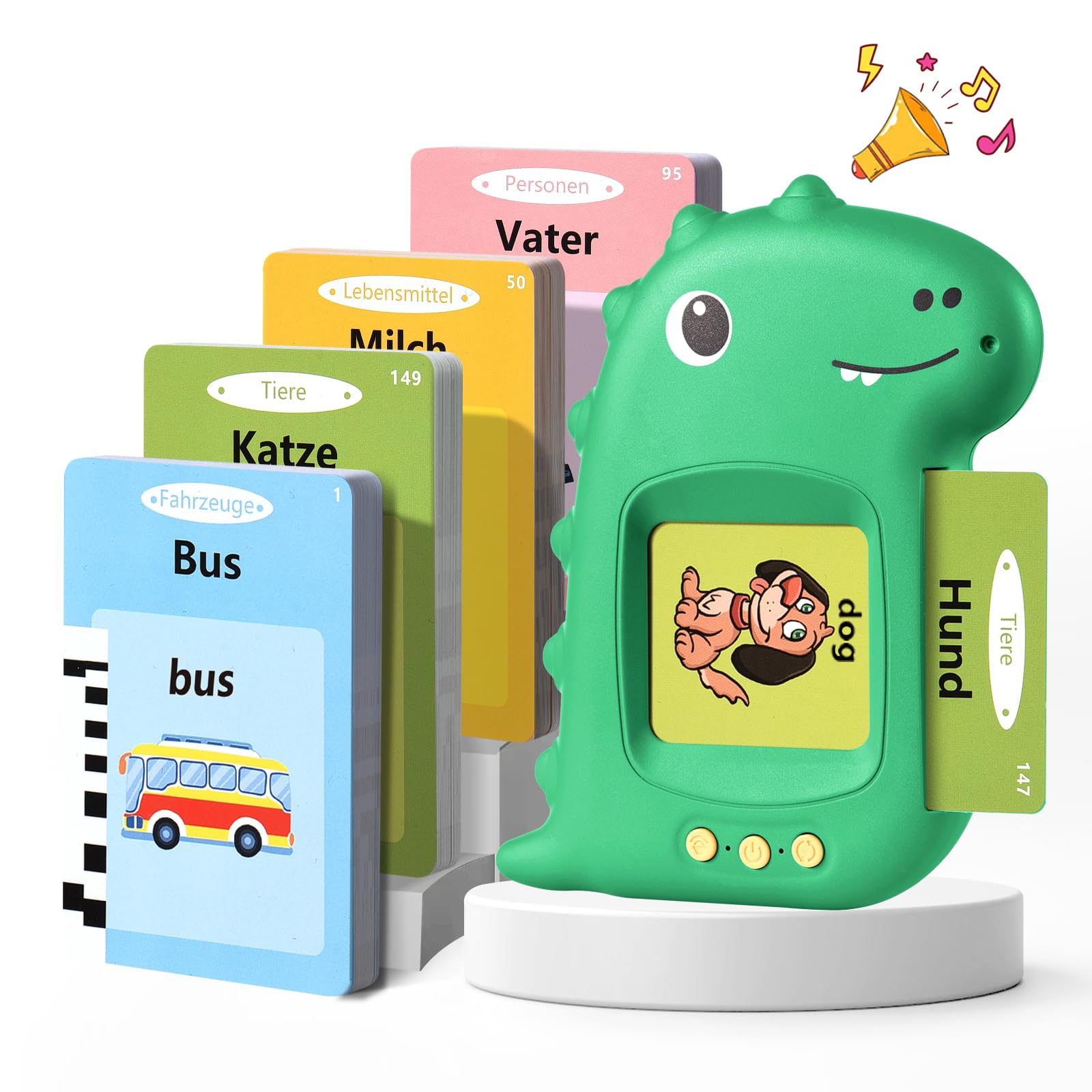 Talking Flash Cards Schede Flash Cards Parlanti Flash Cards Flash Cards Bambini Giocattoli Educativi per Bambini 2 3 4 5 6 Anni Autismo Giochi (Italiano Verde Aggiornamento) (Verde Dinosauro Tedesco)