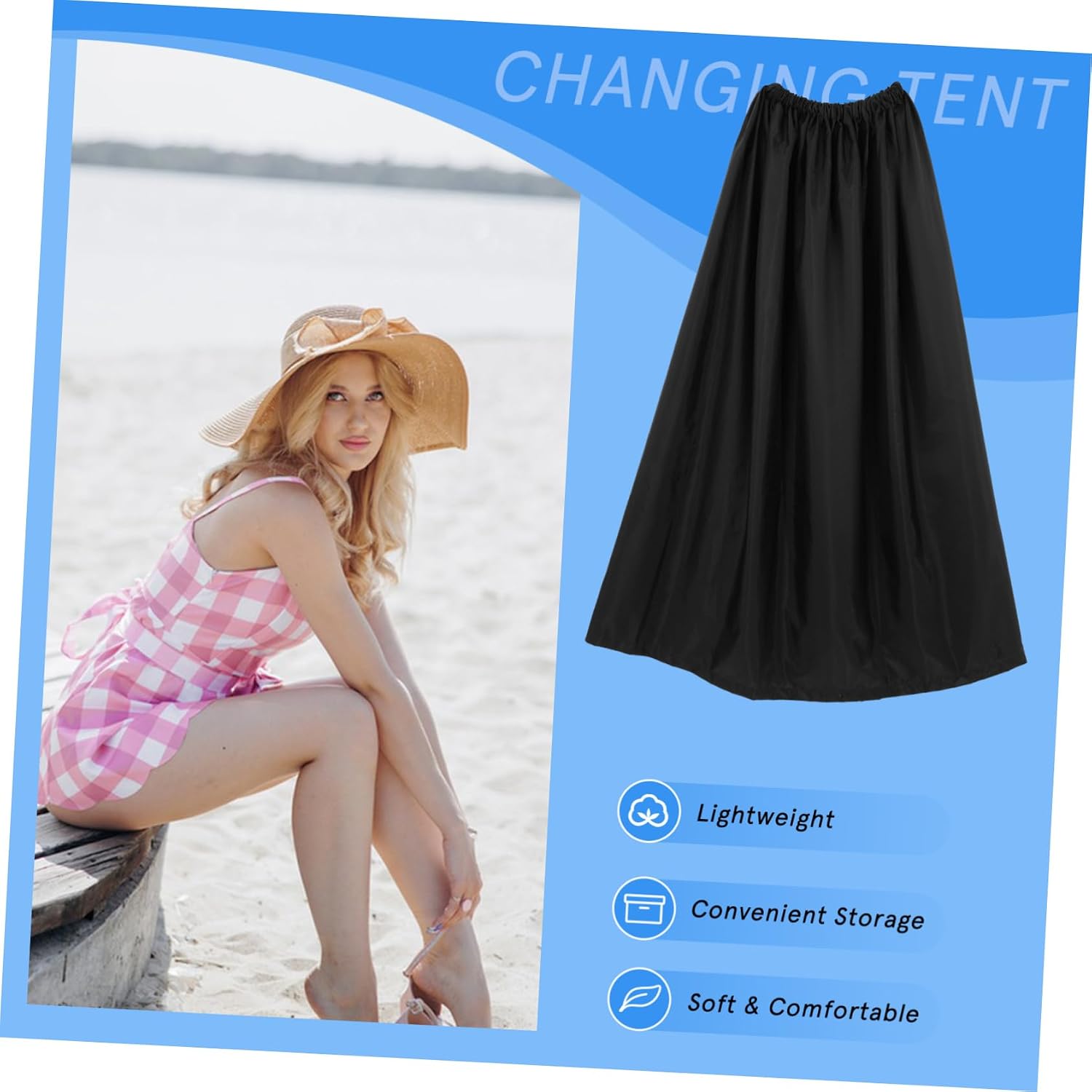 FOMIYES Portable Changing Tent Instant Dressing Room Swimsuit Coverup Privacy Shelter for Beach Changing Skirt Cover Breathable Satin