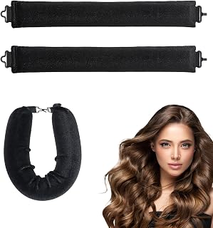 カーラー 巻き髪 ヒートレスカーラー DIYヘアスタイリングツール 手巻きカーラー すべての髪質に適し ロング ショートヘア 女性ヘアスタイリングツール 睡眠用 髪に無害 熱ダメージなし (ブラック)3個