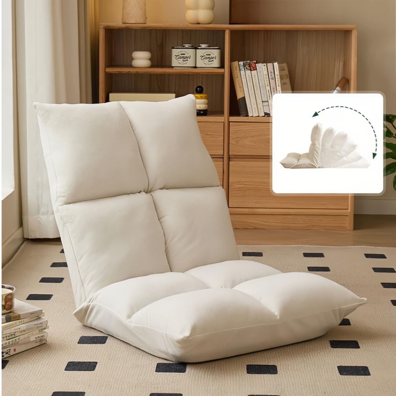 Kleines Sofa Recliner Lazy Sofa, Faltbarer Einsitzer-Bodenstuhl for Wohnzimmer, Schlafzimmer, Balkon Einzelsofa(Bruin)