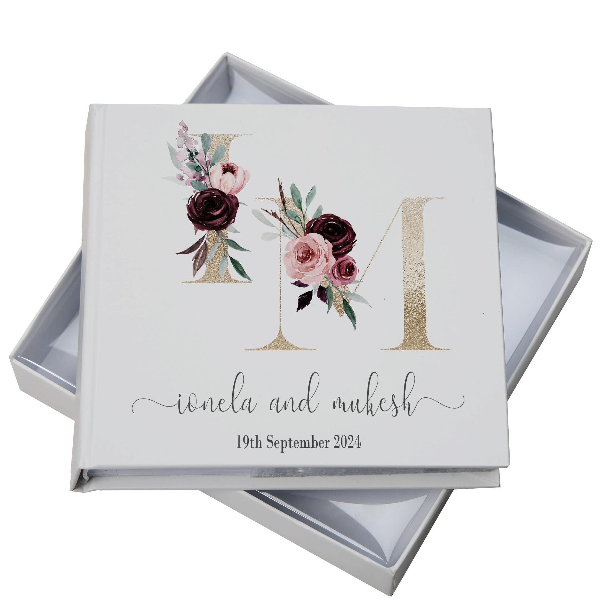 personalised Initials White Wedding Photo Album Slip In 6 x 4 Photos