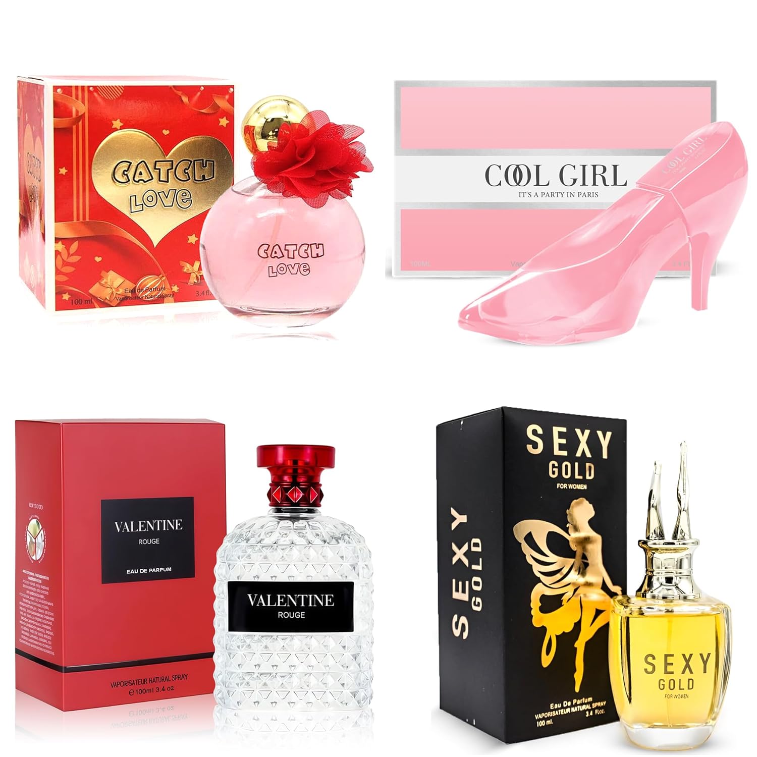 Long Lasting Perfume Gift Set for Women, 4 x 100ml Eau de Parfum | Premium Fragrances Collection with Diverse Scents (4PCS Set-A12)