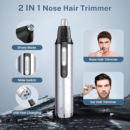 Miniatura 5 de KIKIDO Cortapelos para hombres, juego profesional de recortadores de pelo inalámbricos, recortadora de pelo recargable para nariz, barba, máquina de