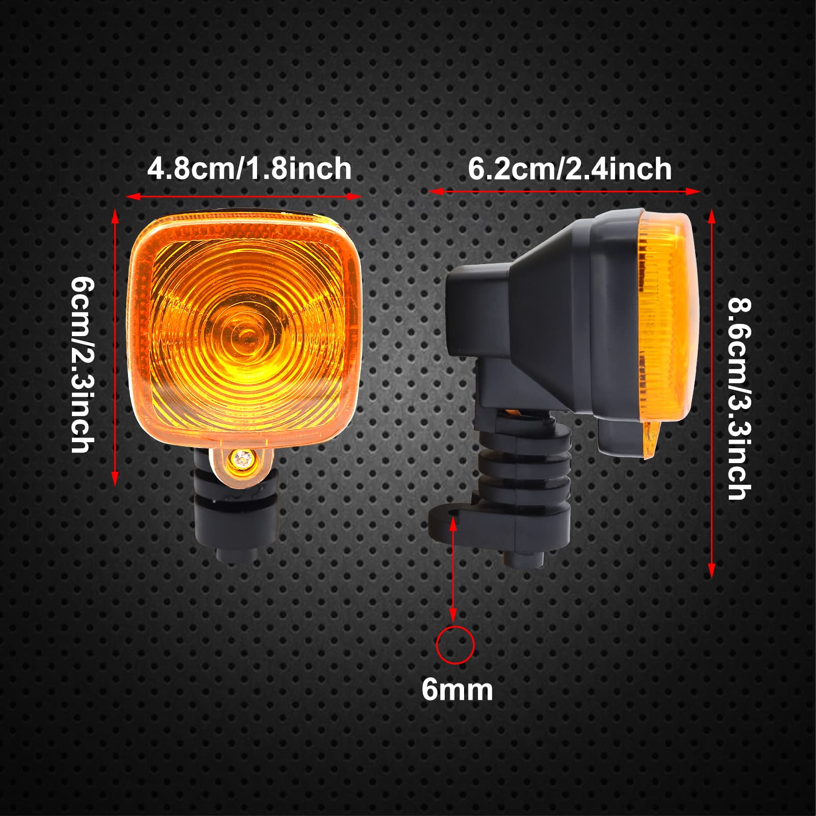 Ygmylandbb 2 Pièces Clignotants Moto LED 12V Carrés Ambre - Feux Indicateurs Universels Étanches IP67 M6
