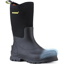 Men's Steel Toe Rubber Boots Waterproof Work Boots | ASTM Safety Toe, Puncture-Proof Sole, 100% Waterproof, Insulated Rain Boots for Farming Fishing Construction Concrete
