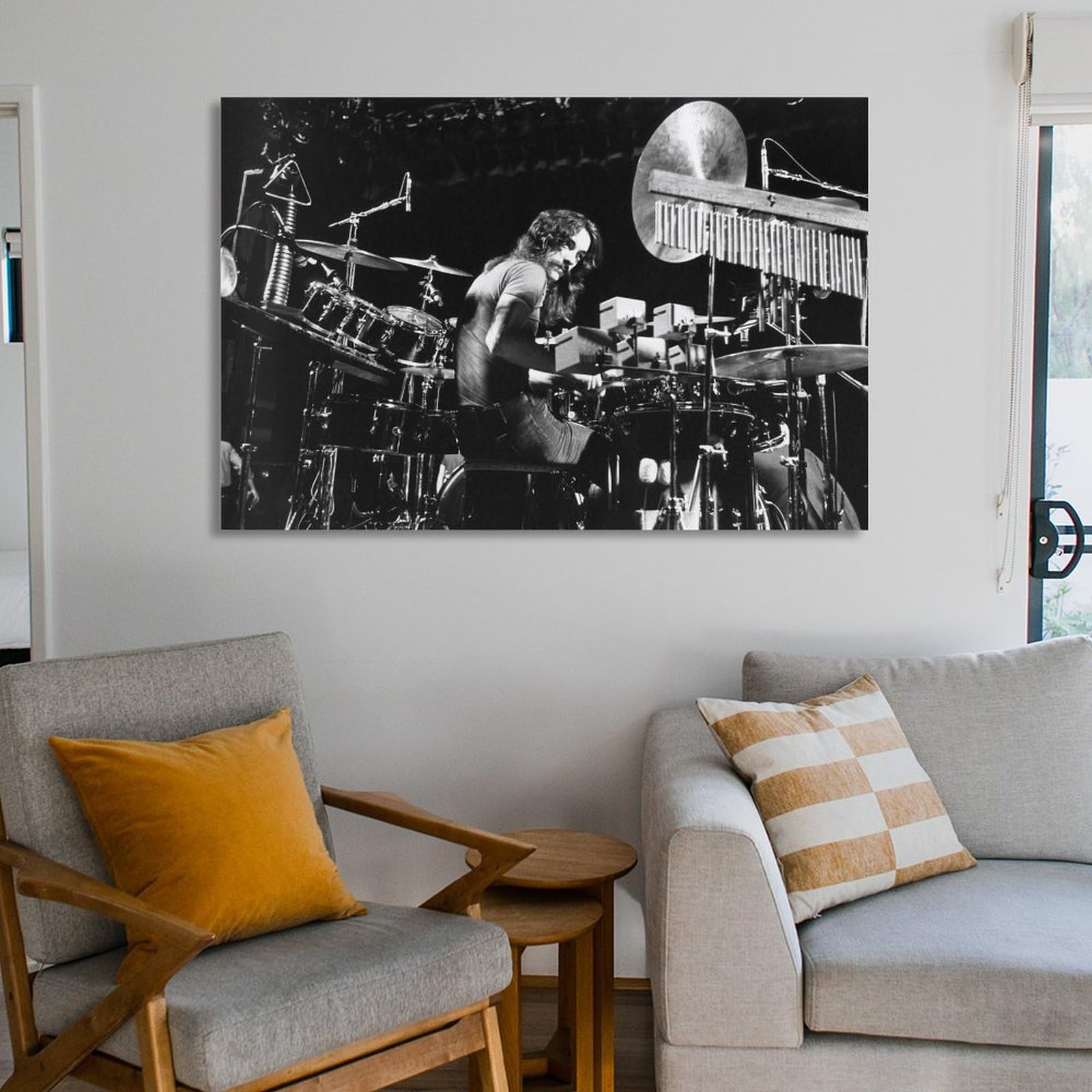 Neil Peart Empty Drum Kit Zwart & Wit Poster Decoratief Schilderij