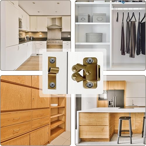 Miniatura 7 de 8 paquetes de pestillos y cierres de armario, cierre de gabinete resistente, herrajes de doble rodillo de cierre de rodillo para puertas de armario