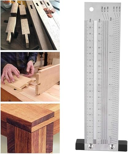 Miniatura 7 de Regla de marcado de ultra precisión, versión métrica de acero inoxidable para carpintería, herramienta de medición de alta precisión T cuadrada (8