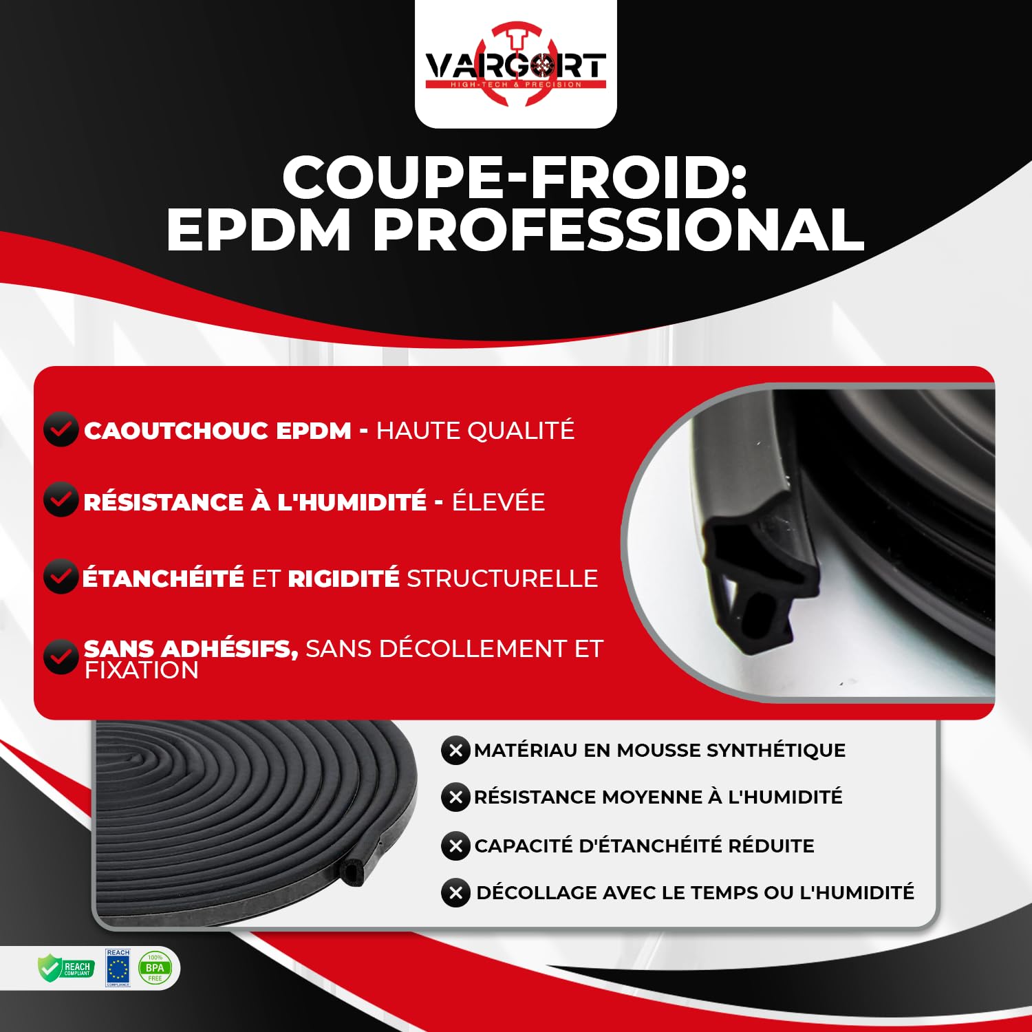 Joint de fenêtre, S-1530, (50mts) | Joint fenetre isolation conçu pour une performance maximale. Joint caoutchouc robuste et souple, idéal pour protéger les fenêtres PVC contre le froid et l’humidité.