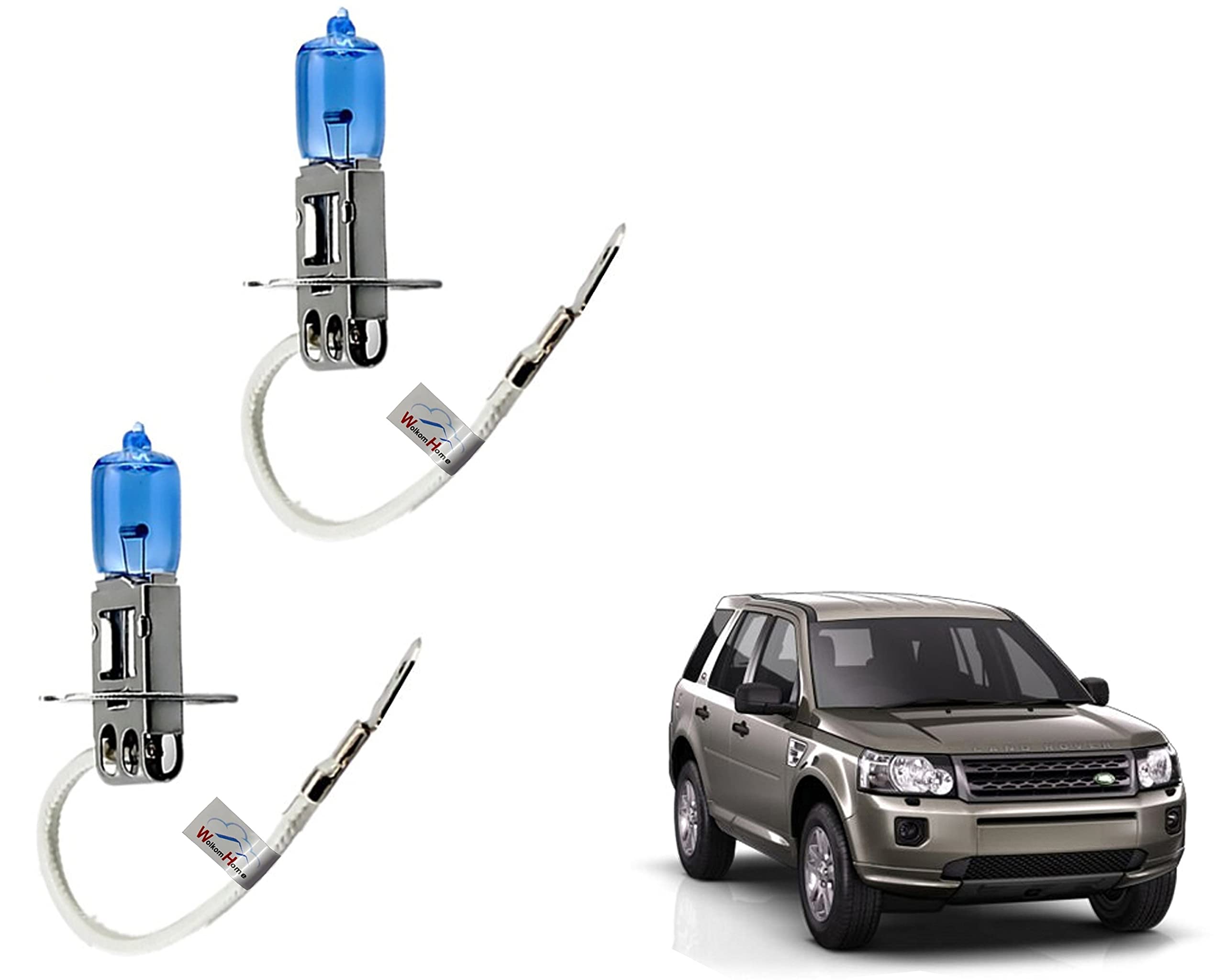WolkomHome Car H3 halogen headlight Fog lamp bulb 12V - 100W 5000K Cool Blue Ultimate White for Land Rover FREELANDER 2