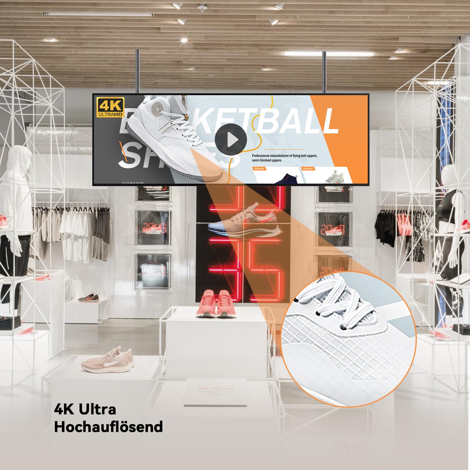 Digital Signage Display 43 Zoll,1000 Nits Stretched Bar Monitor | 4K Digitale Menüboards für Restaurant & Business, ultrabreiter Werbedisplay mit HDMI/WLAN, ideal für Schaufenster und Werbung