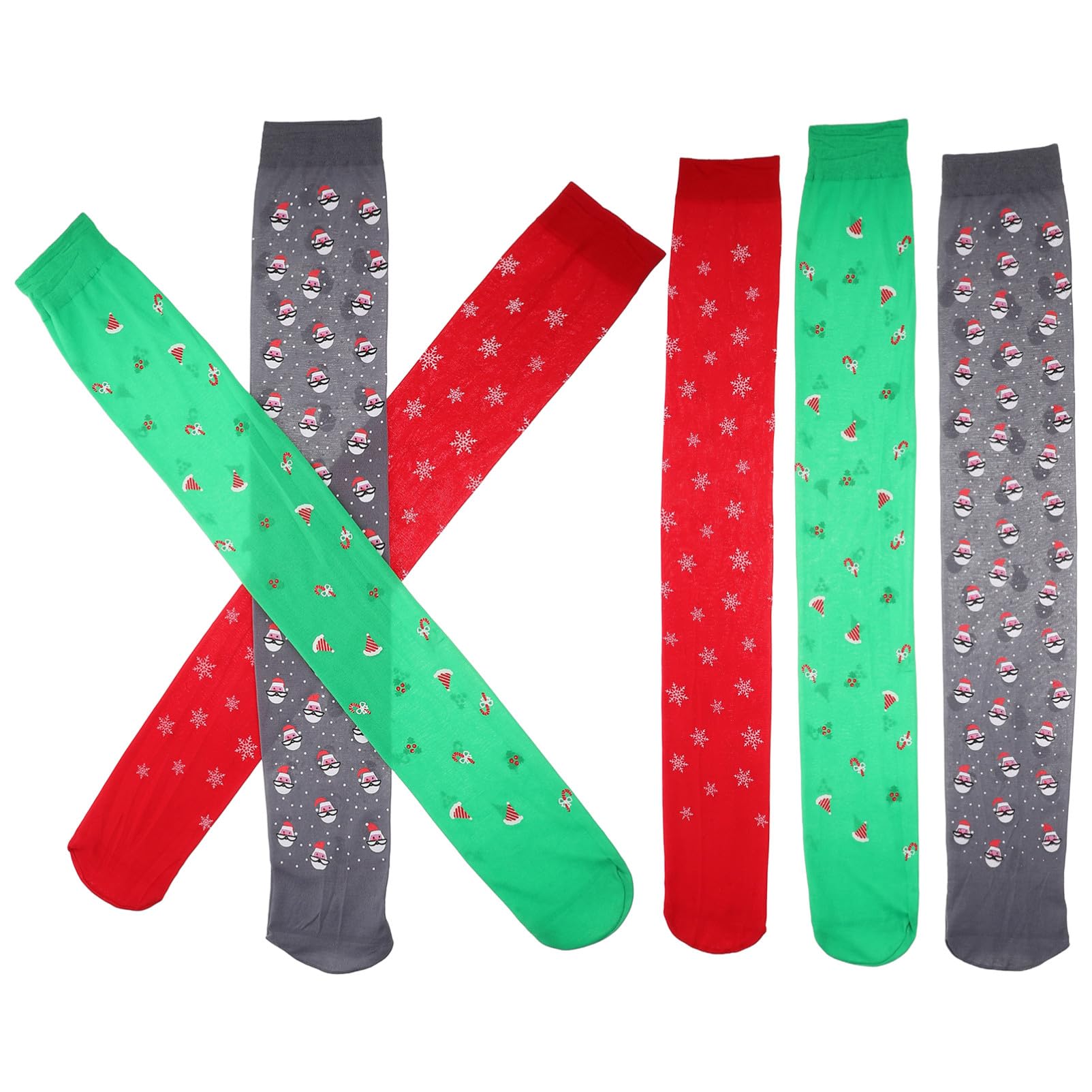 3pares Medias De Navidad Bonitas Calcetines Altos De Seda Para Mujer De Medias Navideñas Para Fiestas De Navidad