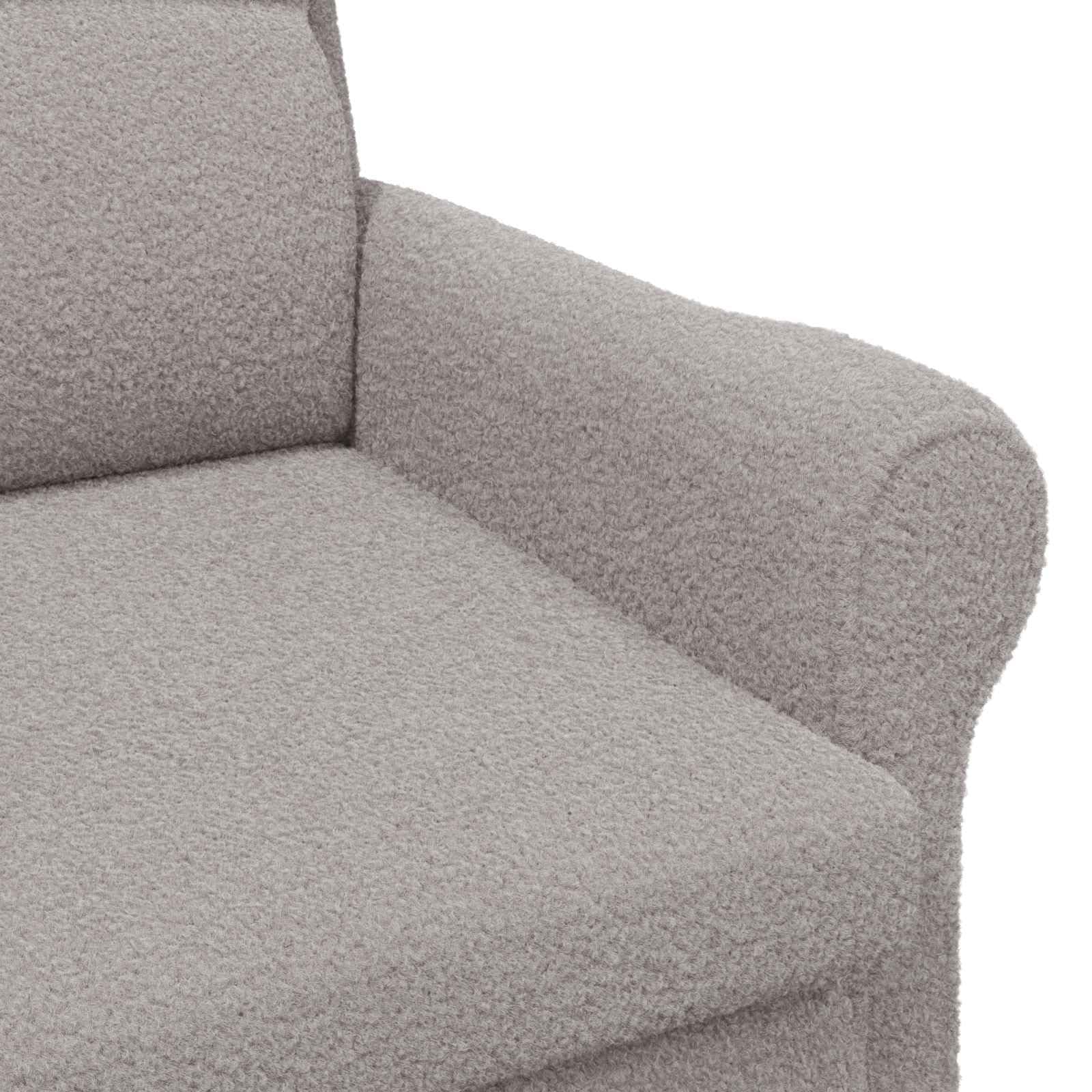 Fotel jasnoszare z miękkiej tkaniny Sherpa z drewnianą ramą, ergonomiczne krzesło tapicerowane do salonu, biura, salonu i czytania, wygodne krzesło relaksacyjne z podłokietnikami zapewnia
