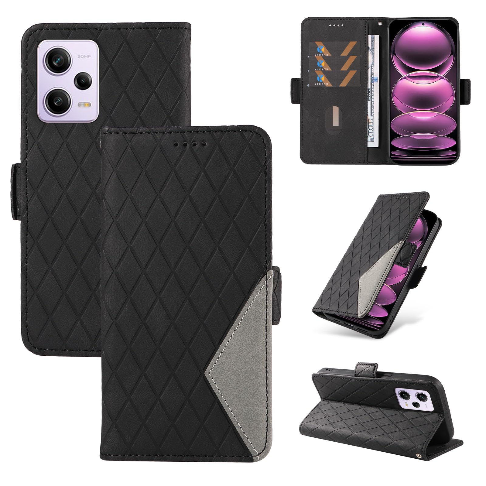 YIRRANZD Custodia per Xiaomi Redmi Note 12 PRO Plus 5G, Cover a Libro in Pelle PU