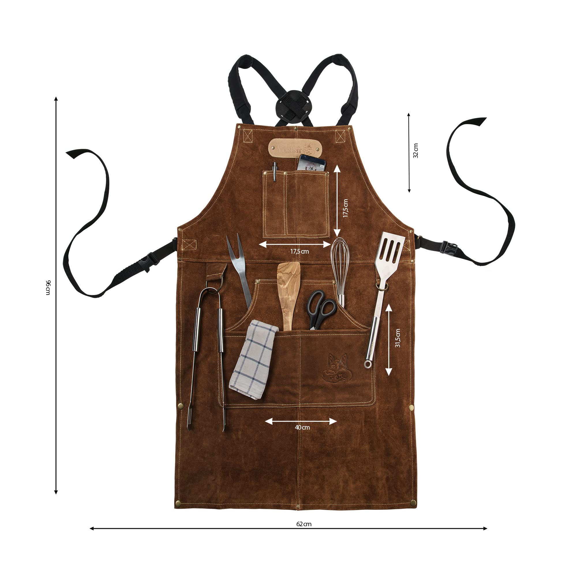 ROUGH SET Büffelleder Grill Koch & Küchen Schürze + Holly Holster Getränkeholster, Dosenholster und Flaschenholster in einem