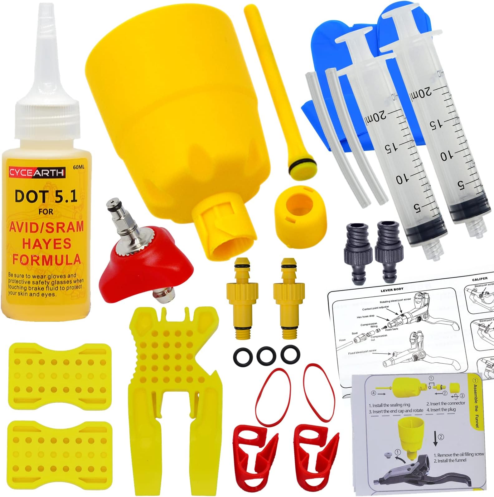 Bicycle Hydraulic Disc Brake Bleed Tool for SRAM AVID Formula with 60ml DOT Oil Fluid