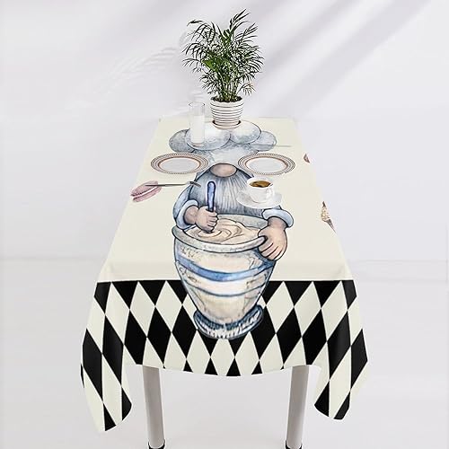 Miniatura 4 de Mantel rectangular ajustable de fábrica de 60 x 110 pulgadas, postre de chef, manteles franceses a cuadros negros y blancos para mesas