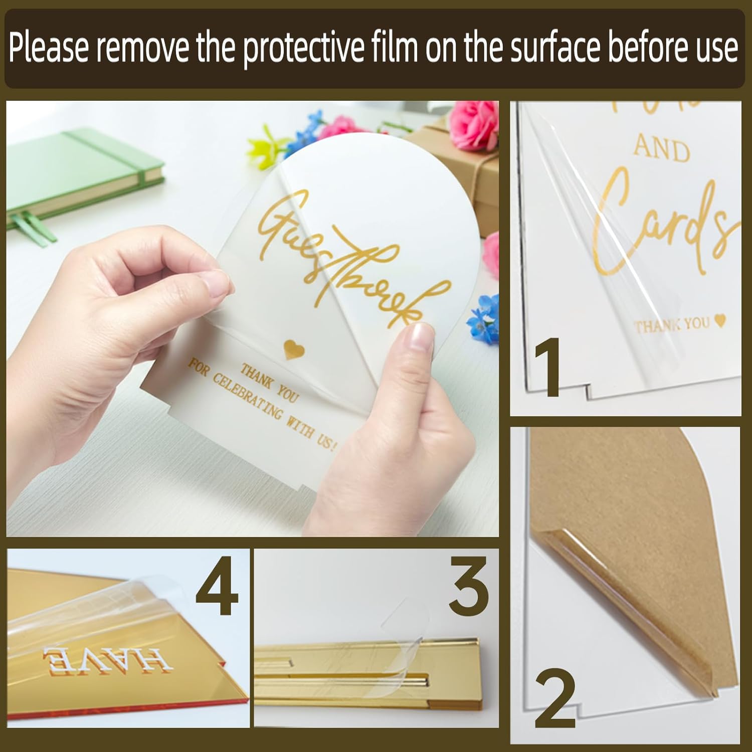 Acrylic Wedding Signs,Gold Mirror and White Combination Arch Wedding Reception Signage,In Loving Memory,Gifts and Cards,Guest Book,Favor,Wedding Ceremony and Paty Table Signs Decor (please sign our guestbook) - Image 3